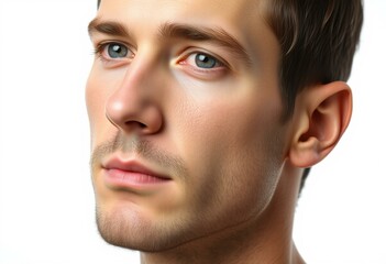 Obraz premium Male portrait with neutral expression and plain white background