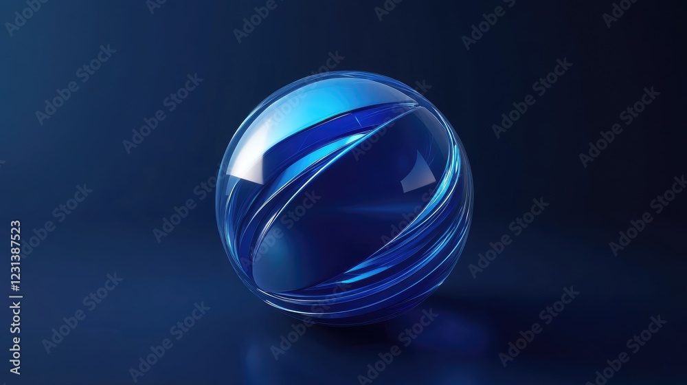 Poster A dark blue background showcasing a sliced geometric blue sphere, each layer creating visual intrigue and depth in this modern, abstract design
