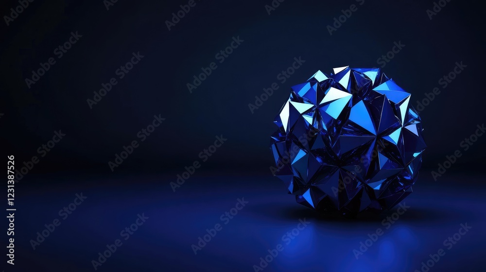 Poster A dark blue background showcasing a sliced geometric blue sphere, each layer creating visual intrigue and depth in this modern, abstract design