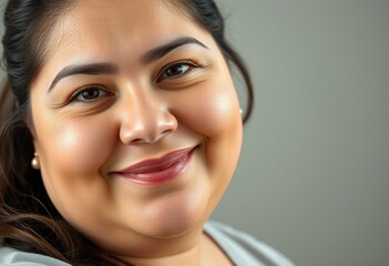Naklejka premium Portrait of a chubby woman with a warm smile