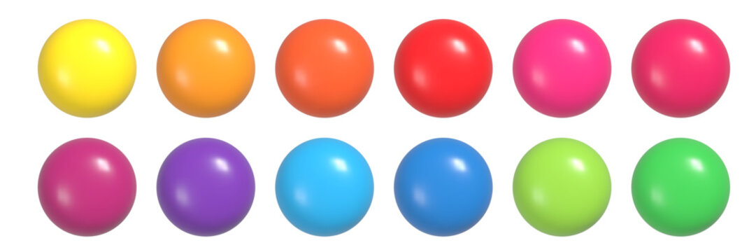 Realistic glossy balls collection. Set of 3d colorful spheres