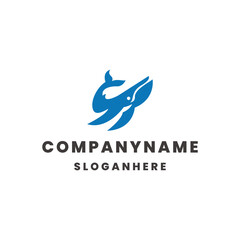 Whale logo design template vector illustration on white background