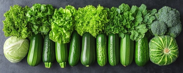 Fresh Zucchini and Green Vegetable Arrangement Symmetrical Display