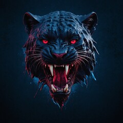 A grunge-style panther emblem with claw marks cutting through the dark crimson-to-blue backdrop, giving a rugged esports aesthetic.