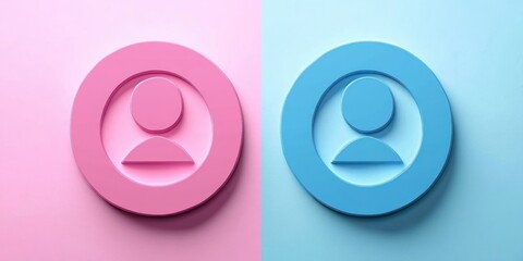 Gender Equality Symbols Pink Blue Flat Design Icon Vector