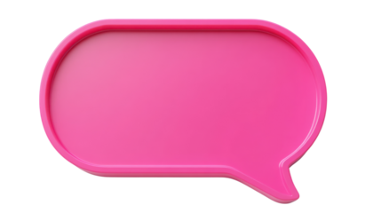 Pink speech bubble communicating a message on transparent background