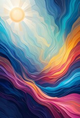 Obraz premium Abstract Colorful Waves Under a Bright Sun