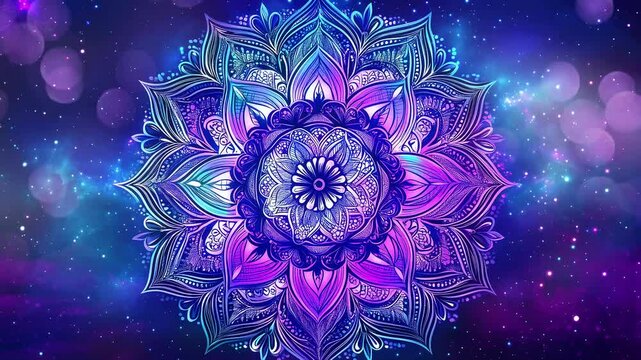 circular flower mandala galaxy background seamless looping overlay 4k virtual video animation background