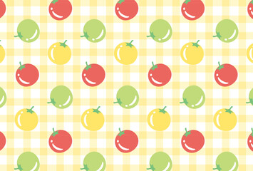 seamless pattern with cherry tomatoes on gingham