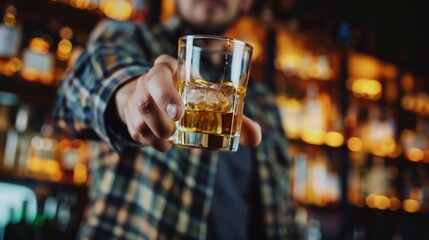 man refuses say no and avoid to drink an alcohol whiskey , stopping hand sign male, alcoholism treatment, alcohol addiction, quit booze, Stop Drinking Alcohol. Refuse Glass liquor, unhealthy, reject