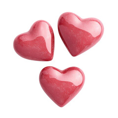 Fototapeta premium Shiny red heart-shaped stones on a Transparent Background