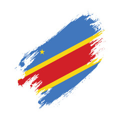 Flag of Congo Grunge Brush Stroke Style vector