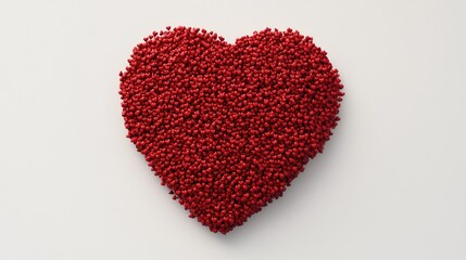 A heart-shaped 3D pile of small red hearts, symbolizing love, togetherness, and romantic emotion in a visually striking display
