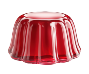 Vibrant red jelly dessert on a clean background
