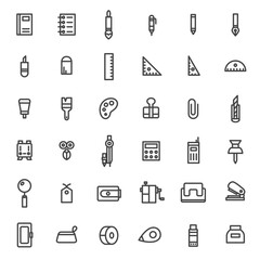 線画学校道具関連のアイコンセット