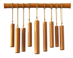Bamboo wind chime hanging decoration, featuring multiple tubes, creates soothing sound. Perfect for summer decor, adding touch of tranquility to any space
