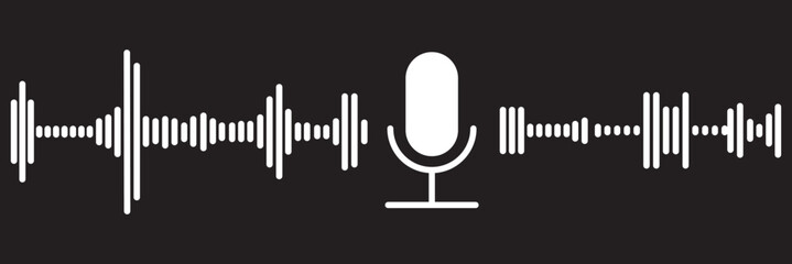 Podcast radio icon set . Podcast channel or radio logo design using microphone. Voice vector icon, record. Studio table microphone with broadcast text podcast