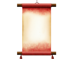 decorative Japanese calligraphy scroll with red gradient border, perfect for artistic wall decor. blank center invites creativity and personalization