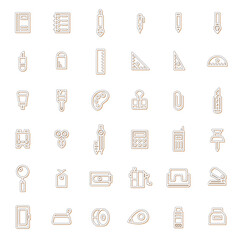 カラーシャドウ学校道具関連のアイコンセット