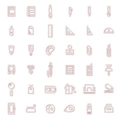 カラーシャドウ学校道具関連のアイコンセット