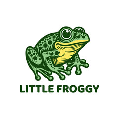Green frog vector logo illustration