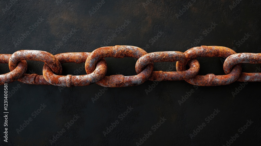 Poster a padlock and rusted chain on a dark black background, evoking themes of protection, security system