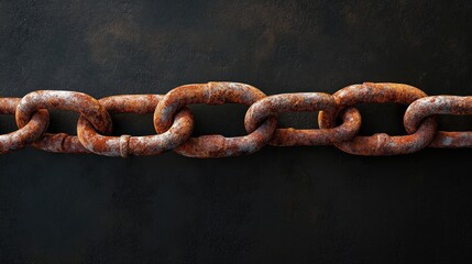 Fototapeta premium A padlock and rusted chain on a dark black background, evoking themes of protection, security systems, and the strength of physical barriers