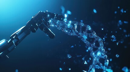 Robotic hand interacting with DNA strand