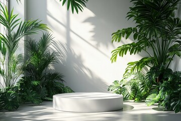 White toilet in a room filled with various indoor plants and greenery