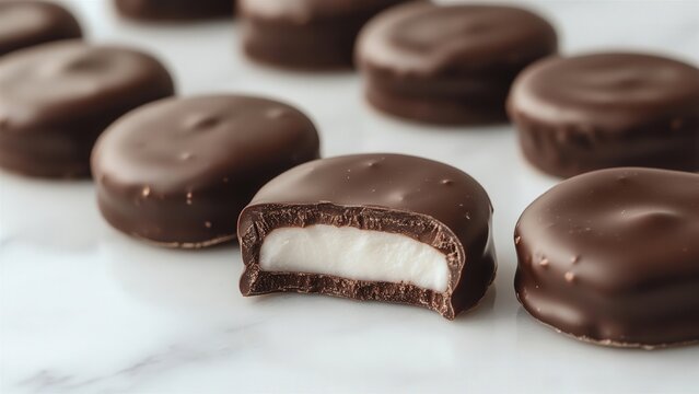 Chocolate-Coated Marshmallow Treats with a Sweet Cream Center