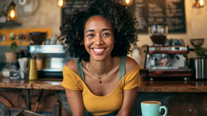 The Smiling Woman in Cafe