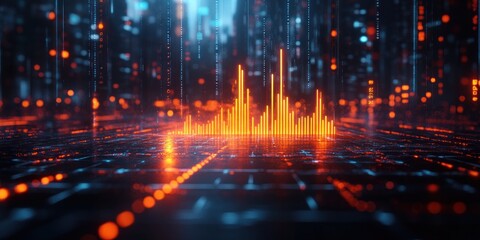 Digital Background and Economic Chart with Rising Arrows and Positive Performance Image