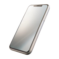 Silver grey mobile phone. 3d rendering isolated on white background. Cartoon plastic style icon