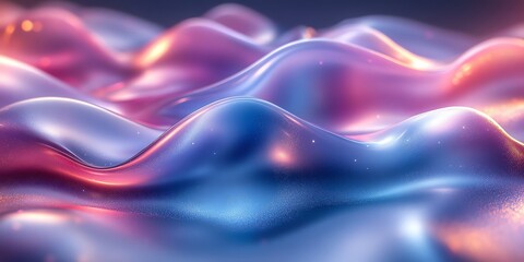 Naklejka premium Stunning 3D render of glossy metallic blue and purple abstract shapes with smooth curves, set against a dark background, perfect for modern and futuristic designs