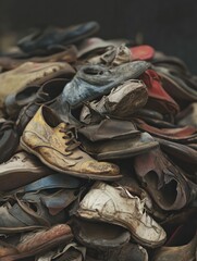 A Pile of Worn-Out Shoes: A Testament to Time and Use