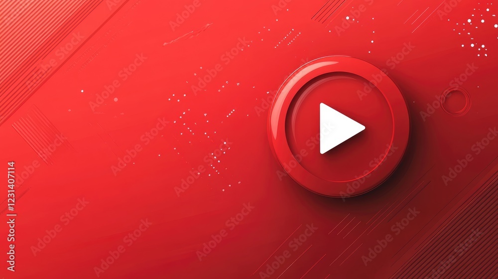 Aufkleber a simple, clean red background with a play symbol or push button, conveying the idea of initiating s