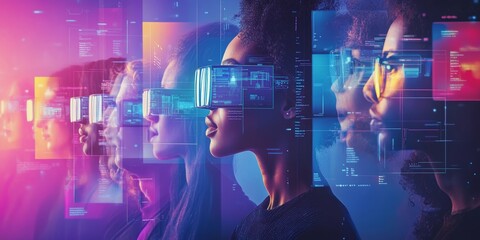 Remote teams collaborating in a virtual workspace, with avatars representing team members interacting in a shared virtual environment, collaborative possibilities of VR for remote work