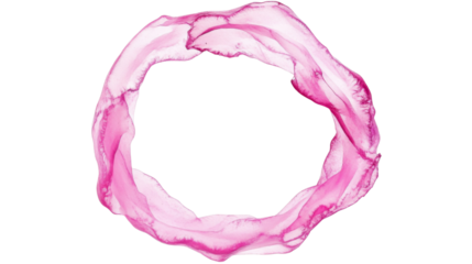 Pink swirling smoke forming a circle on transparent background