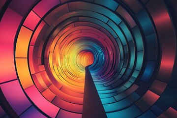 Obraz premium Abstract Colorful Spiral Tunnel Digital Art