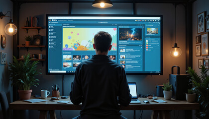 Webmaster focused on adjusting website layout in trendy workspace, Webmasters' Day