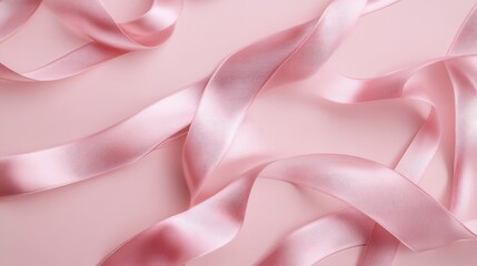 Obraz premium Elegant satin ribbon border around a soft pink background, creating a polished, minimalistic space for your creative work with a chic aesthetic