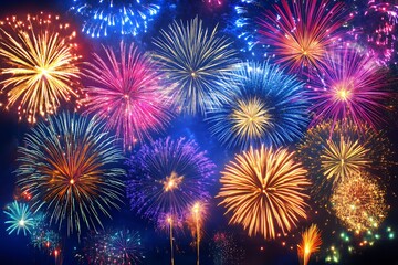 Vibrant Fireworks Display Illuminating The Night Sky