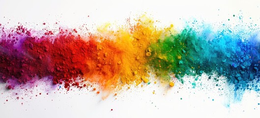 Obraz premium Colorful Powder Explosion in a Horizontal Gradient Pattern