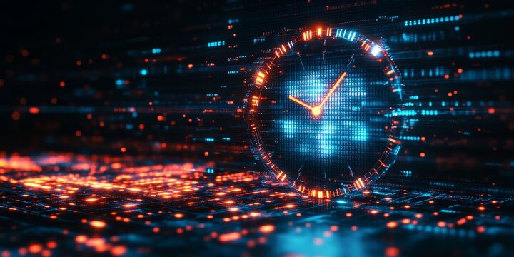 Abstract time data digital clock management planning business and time concept