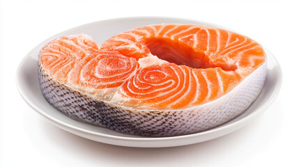 Savor the Moment: Exquisite Upscaled Salmon Steak on Plate fish food meal lunch fresh tasty dinner  