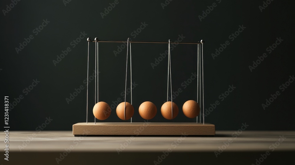 Aufkleber newton cradle with the balls swinging, showcasing the principles of physics and motion, ideal for ed