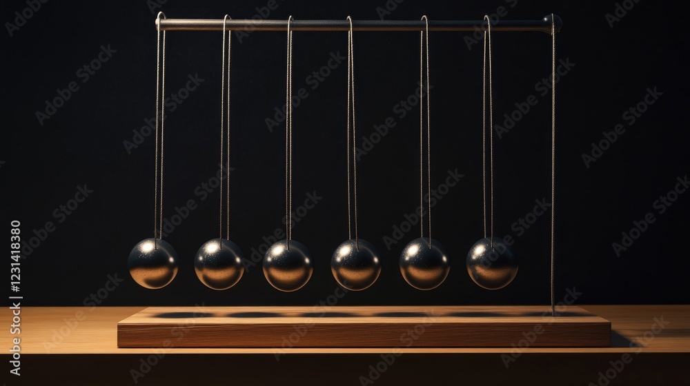 Aufkleber newton cradle with the balls swinging, showcasing the principles of physics and motion, ideal for ed