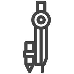 線画学校道具関連の単品アイコン　コンパス