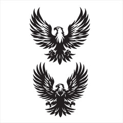 eagle with wings.Dual Black Tribal Eagle Tattoo Designs