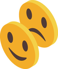 Bipolar disorder represented by happy and sad emojis, mood swing concept